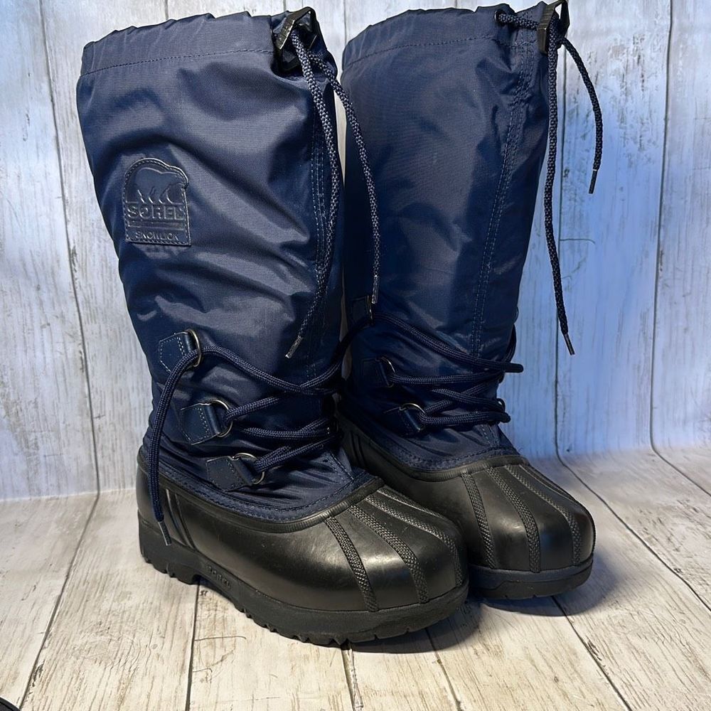 Sorel Winter Snow Boots‎ Snow Lion 2 Women's Size 6 Blue Duck Rubber Insulated